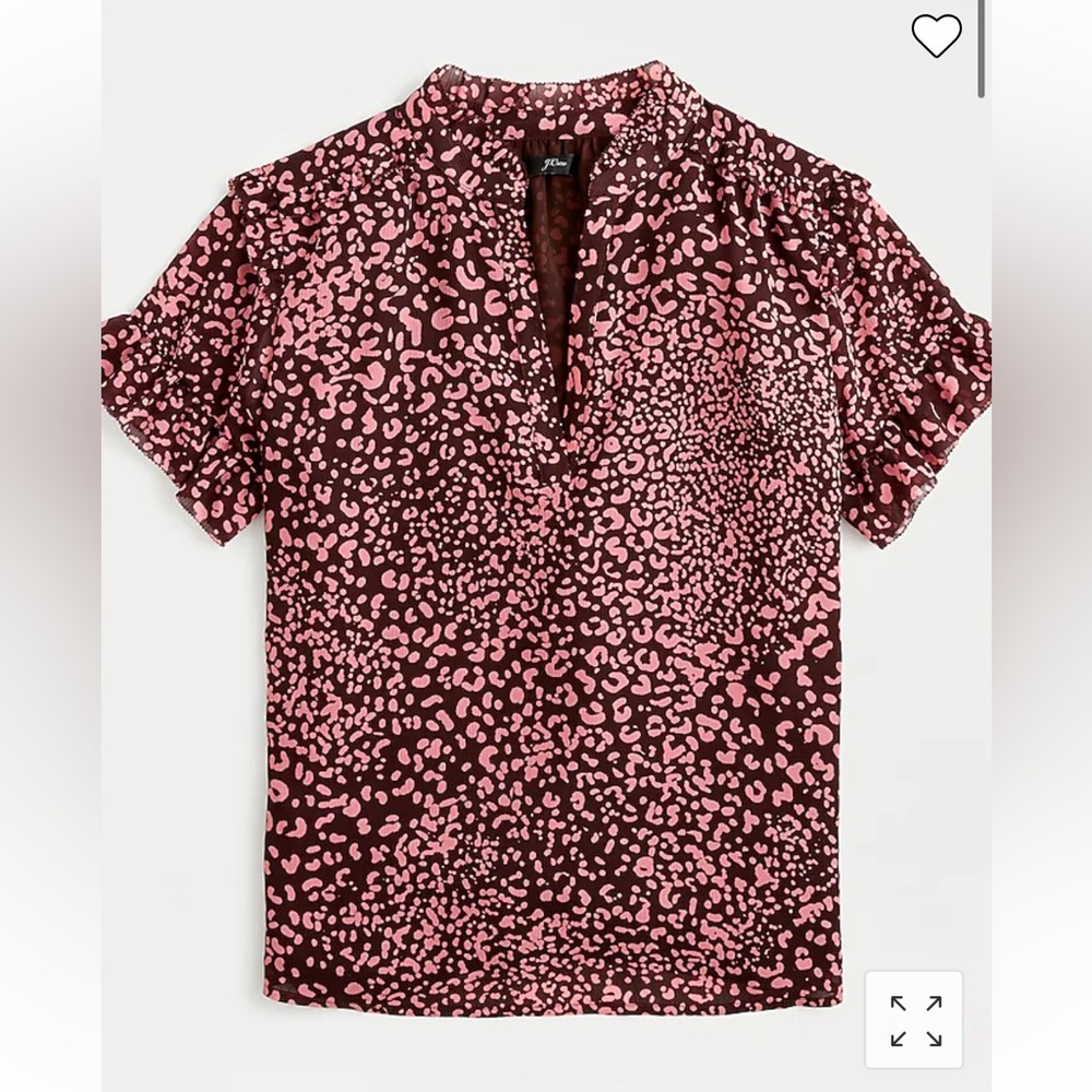 J. Crew Short-sleeve ruffle top in leopard (L)